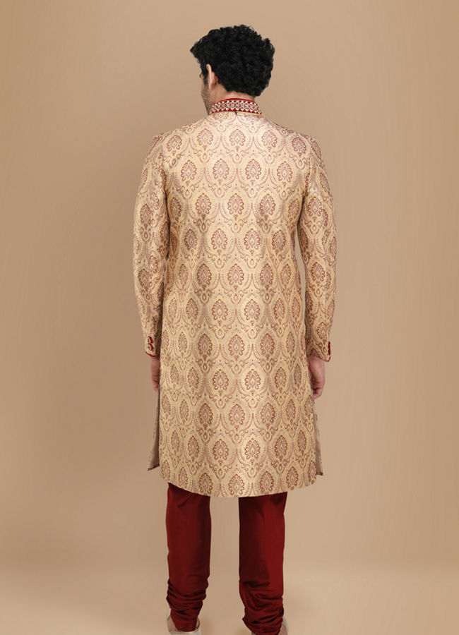 Ravishing Fawn Wedding Sherwani image number 2